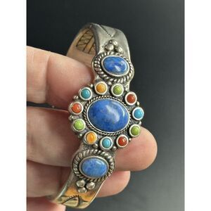 Don Lucas High Desert Sterling Silver Multi Gemstone Cuff Bracelet